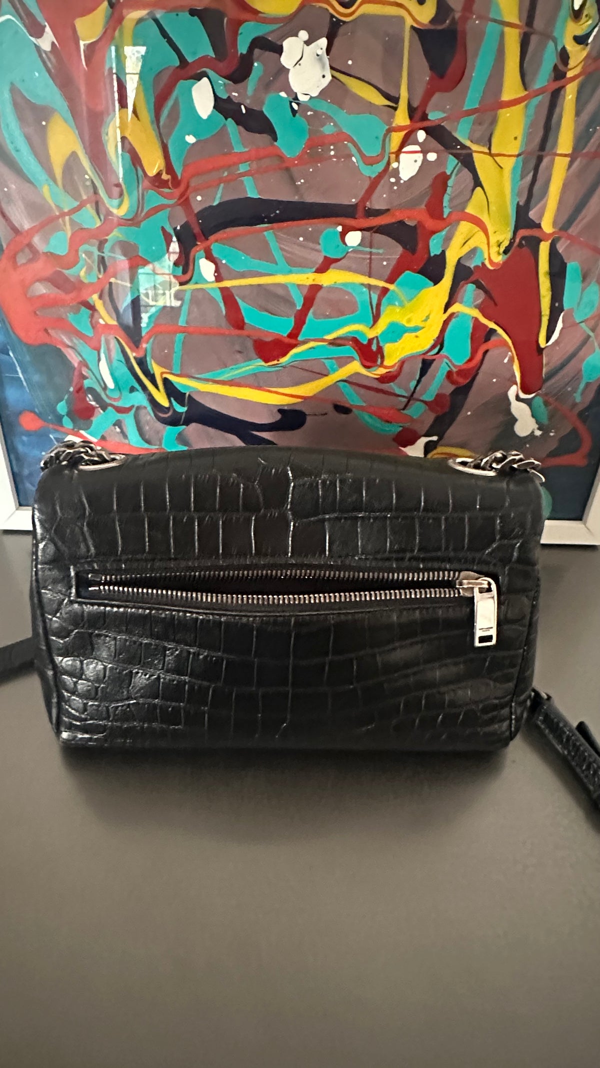 Saint Laurent West Hollywood – Croc Embossed Black