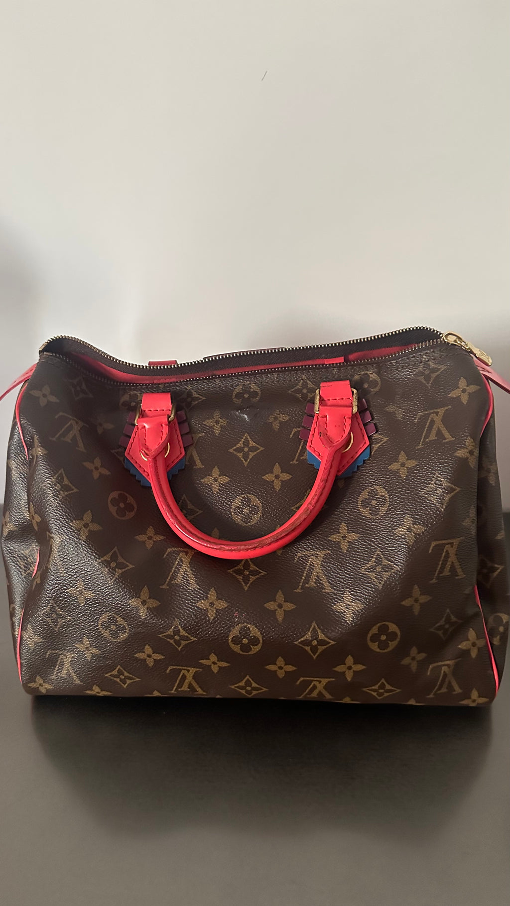 Louis Vuitton Monogram Totem Speedy 30 in the limited-edition "Flamingo"
