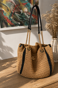 Gucci – Borsa in Rafia con dettagli in pelle