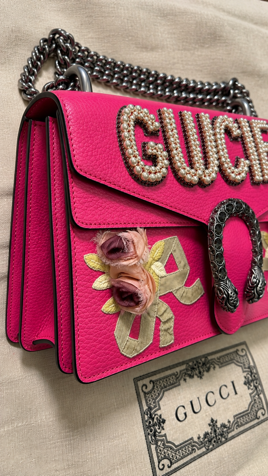 Gucci Dionysus Guccify in pelle rosa