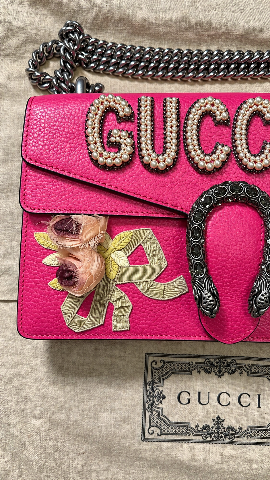 Gucci Dionysus Guccify in pelle rosa