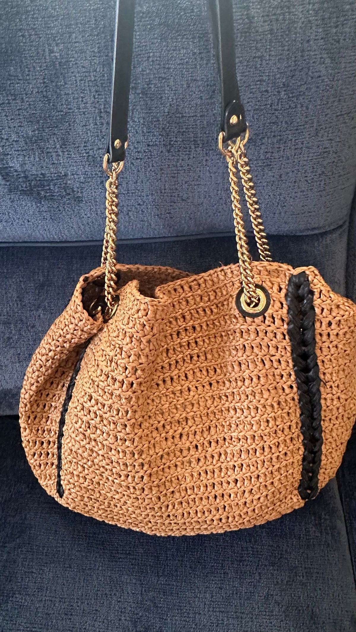Gucci – Borsa in Rafia con dettagli in pelle