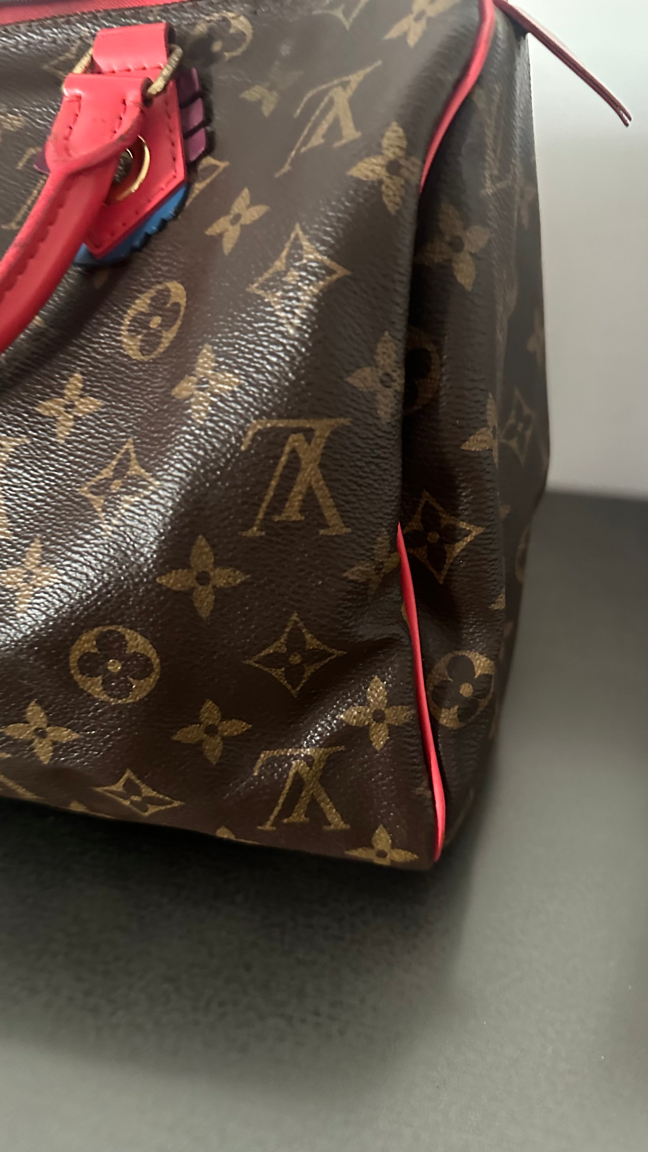 Louis Vuitton Monogram Totem Speedy 30 in the limited-edition "Flamingo"
