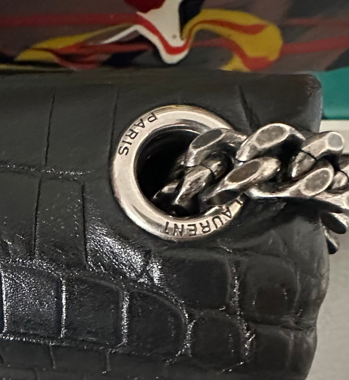 Saint Laurent West Hollywood – Croc Embossed Black