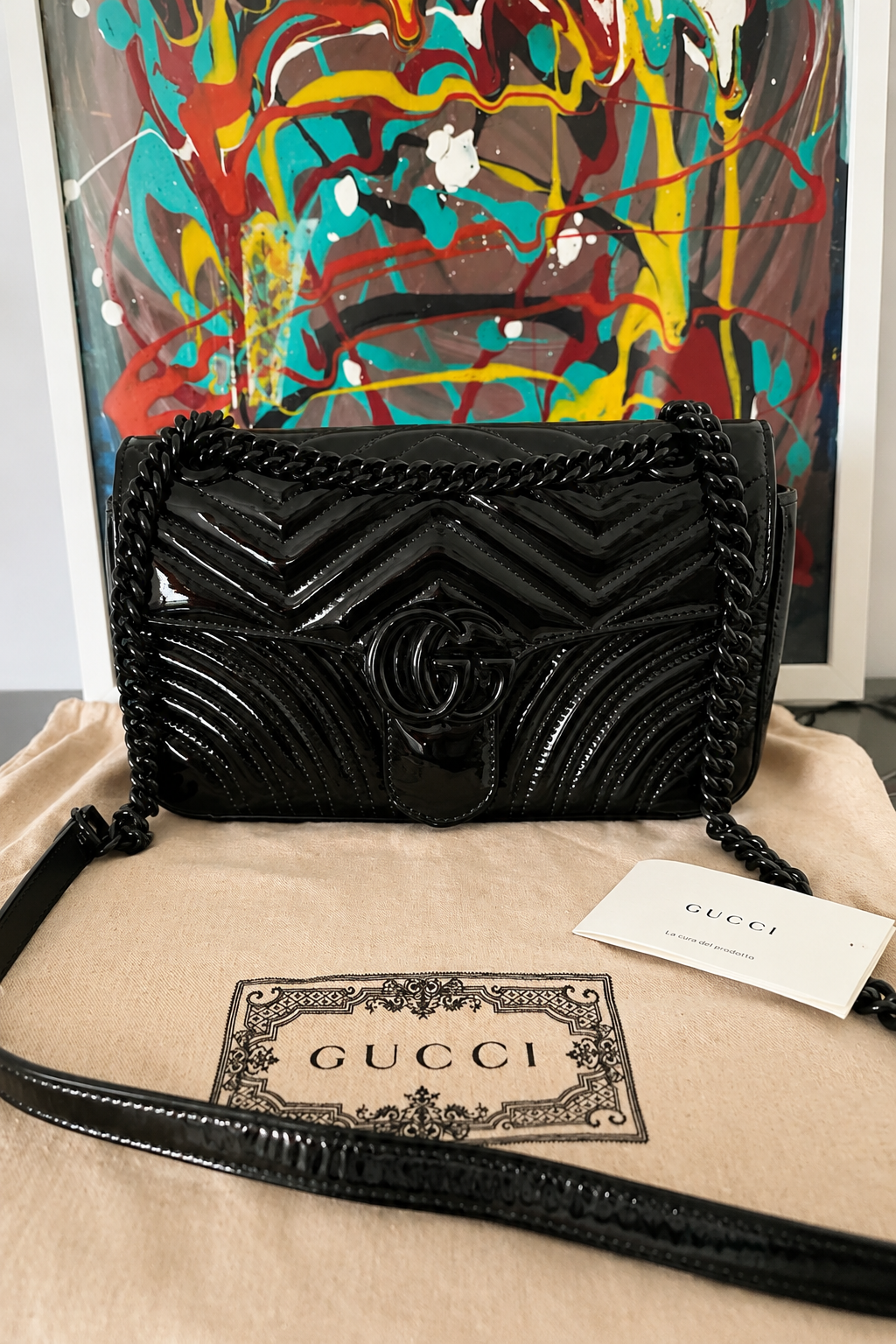 Gucci GG Marmont in vernice nera