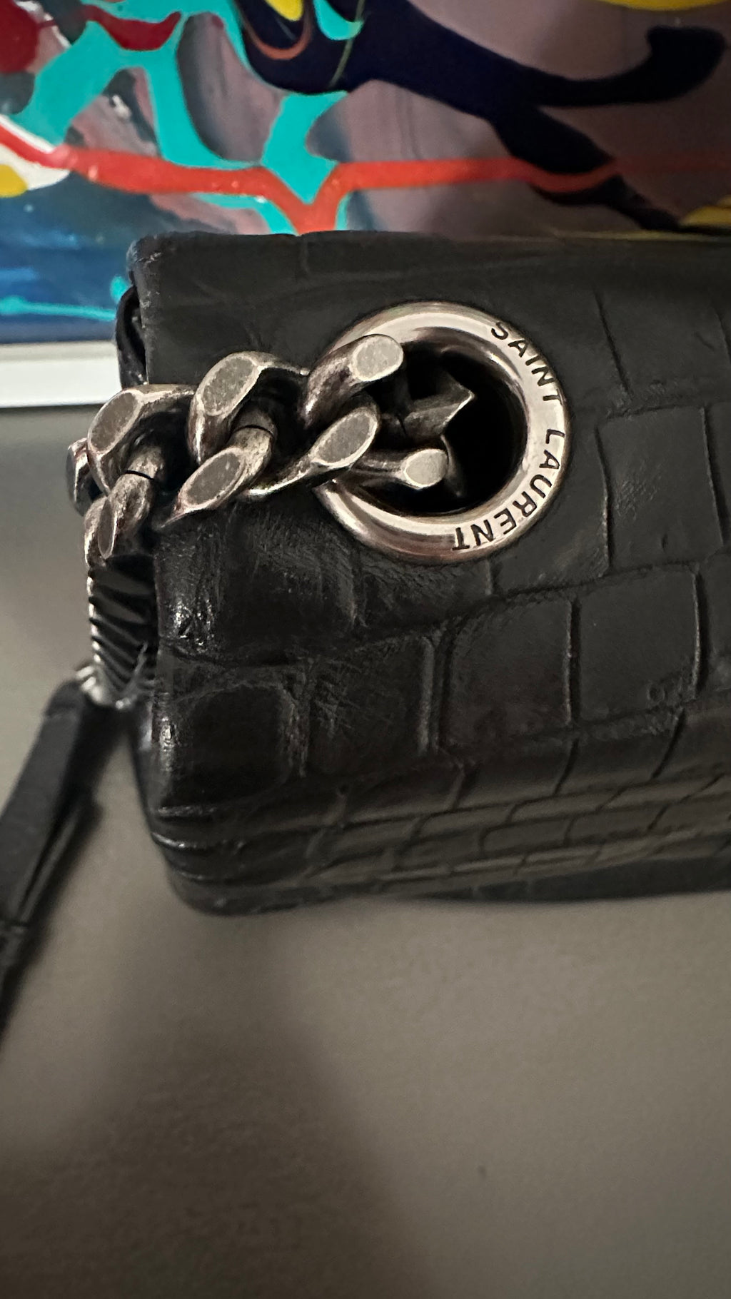 Saint Laurent West Hollywood – Croc Embossed Black