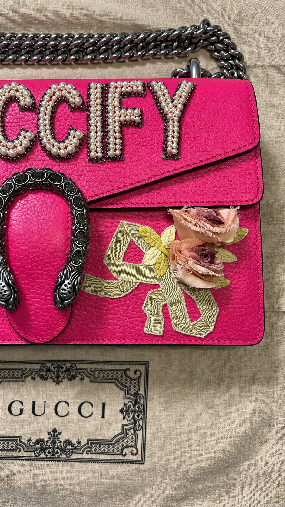 Gucci Dionysus Guccify in pelle rosa