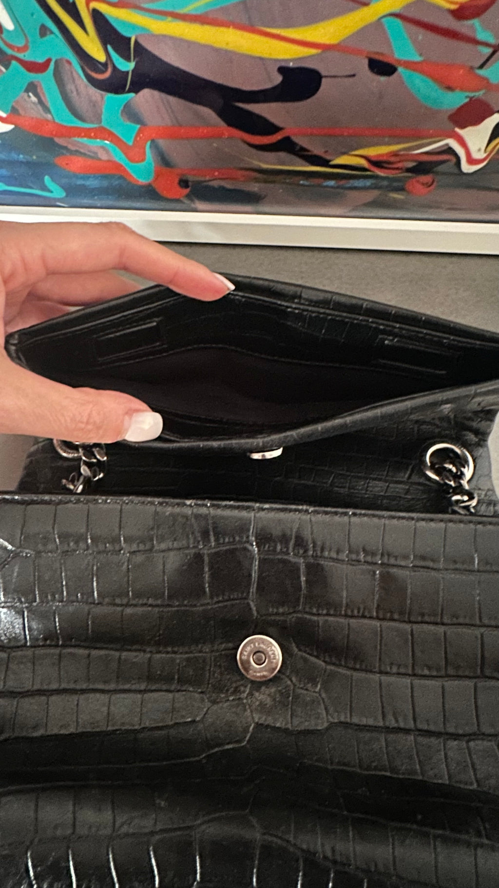 Saint Laurent West Hollywood – Croc Embossed Black