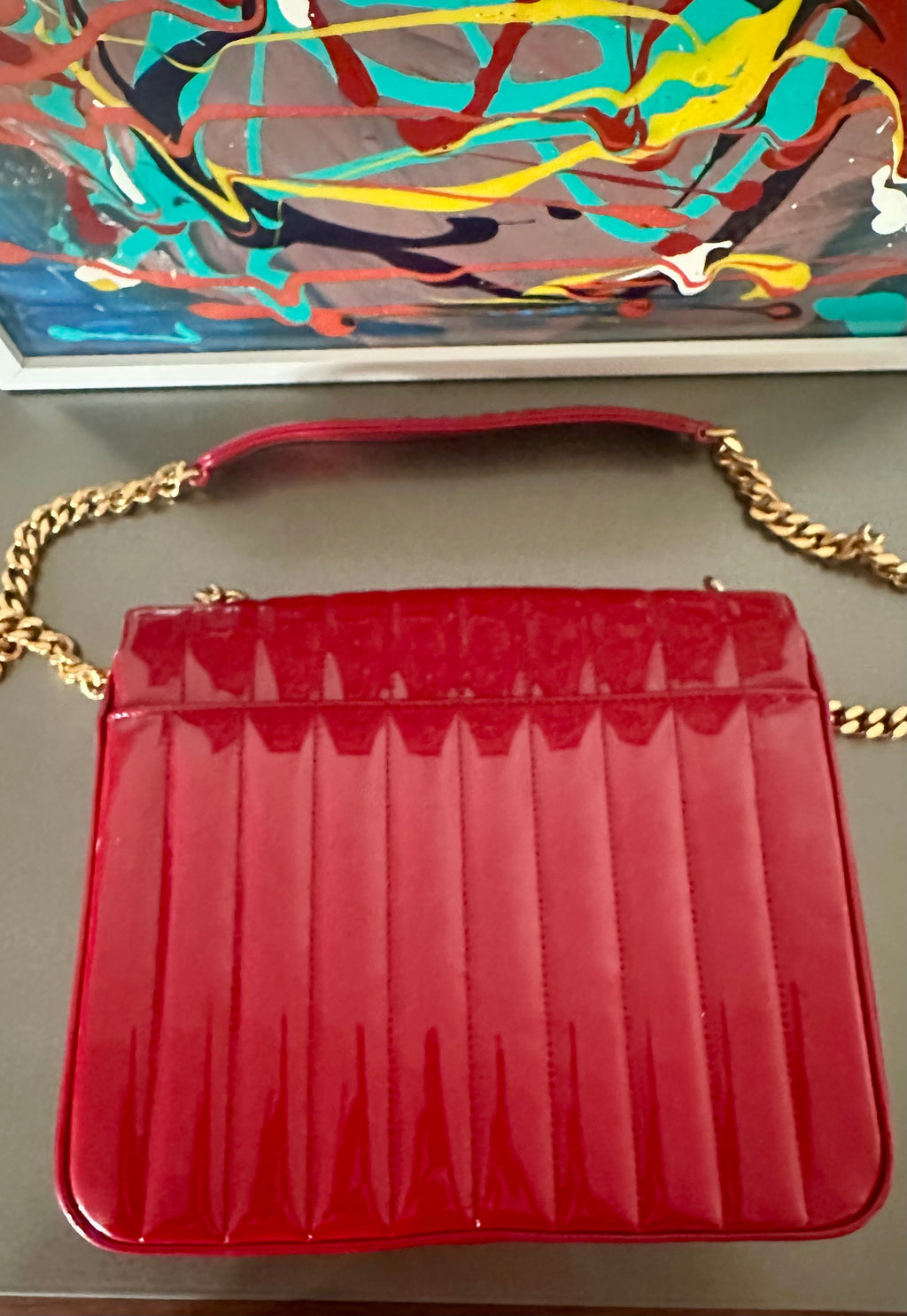 Saint Laurent Vicky Large – Patent Leather Rouge