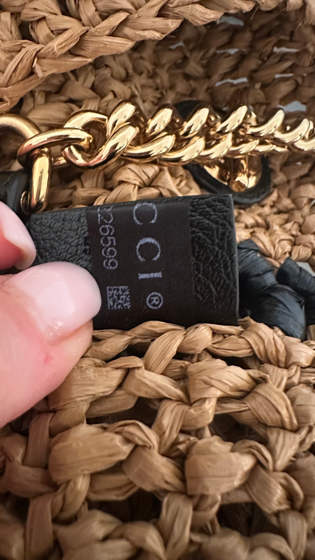 Gucci – Borsa in Rafia con dettagli in pelle